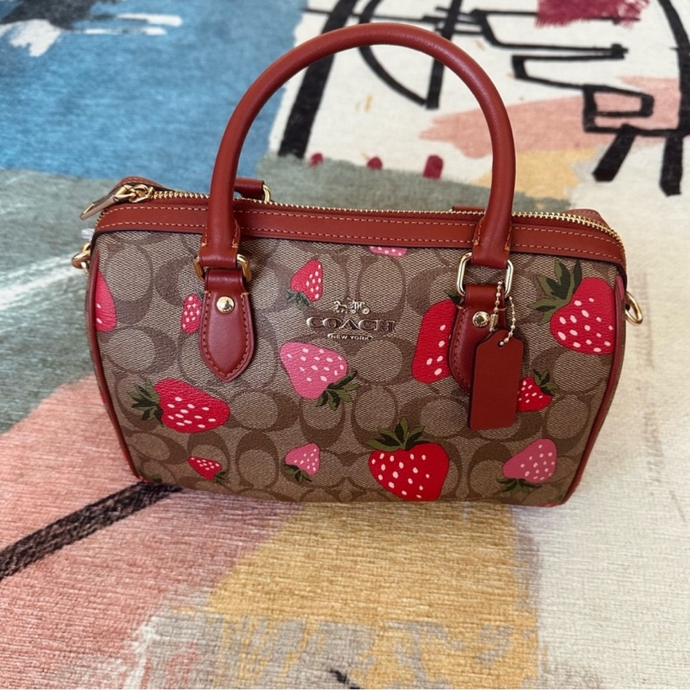 Coach NWT Rowan Satchel - signature strawberry